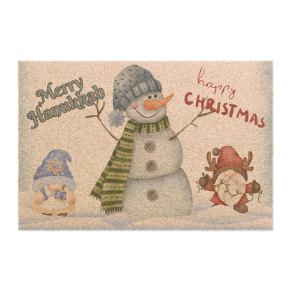 Holiday Snowman Doormat - 'Happy Christmas' & 'Merry Hanukkah' Festive Welcome Mat