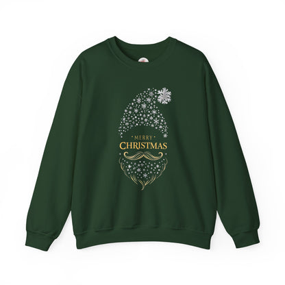 Silver and Gold Holiday 'Merry Christmas'  Gnome Crewneck Sweatshirt