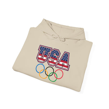 Team USA Olympic Rings Hoodie — American Flag Sports Fan Pullover