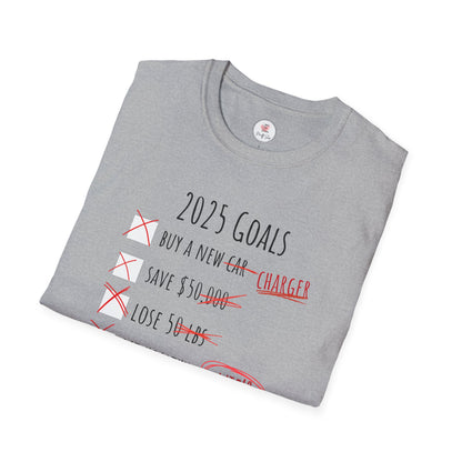 2025 Goals Funny Checklist T-Shirt — Sarcastic New Year Resolution Tee