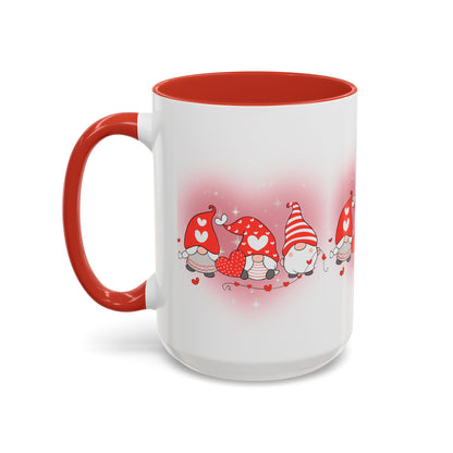 Valentine Gnome Coffee Mug – Cute Heart Gnomes Accent Mug (11/15 oz)