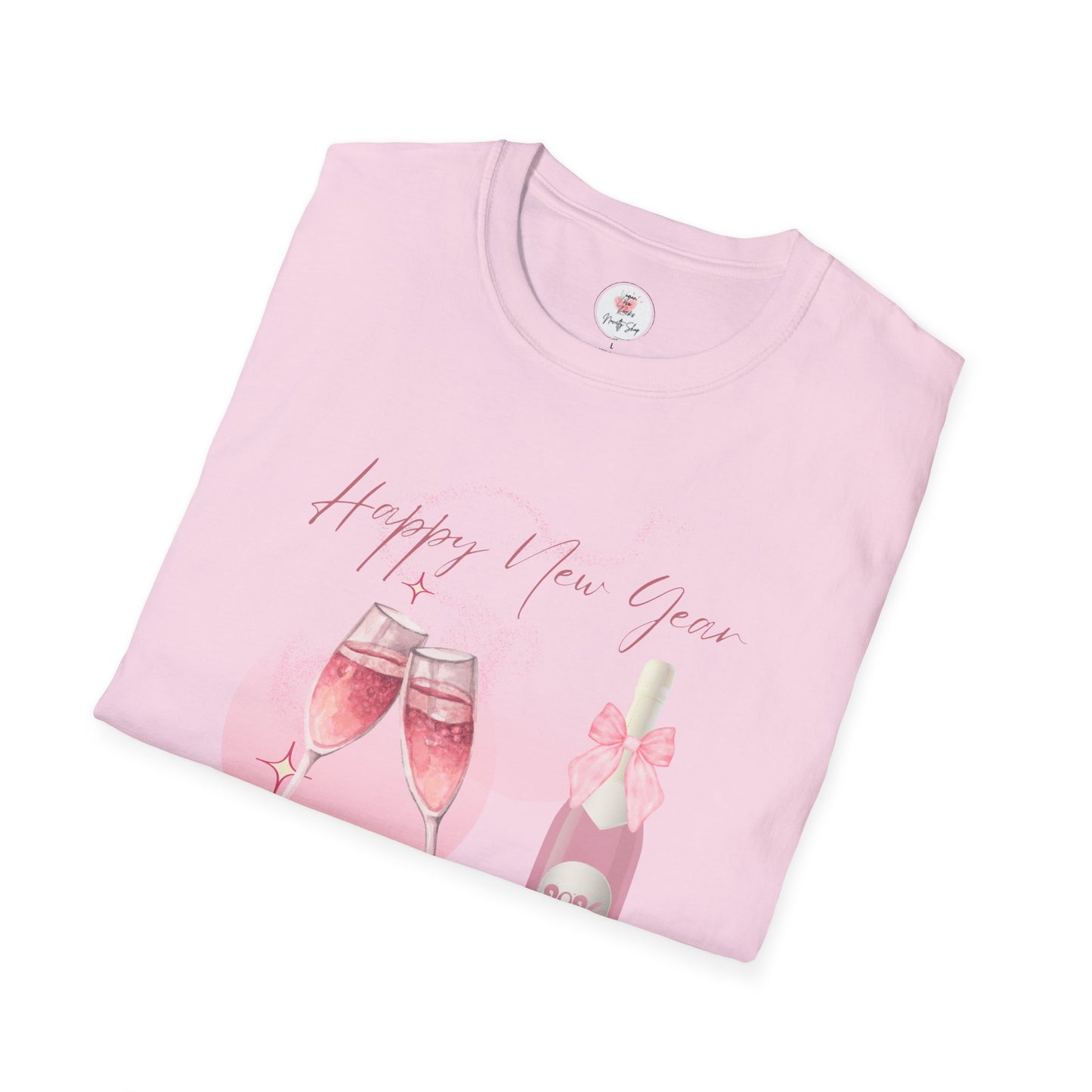 New Year Pink Champagne T-Shirt — "Happy New Year" Celebration Tee
