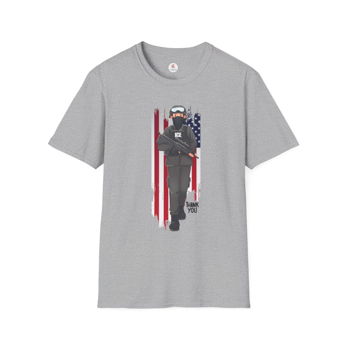 ICE Officer American Flag "Thank You" T-Shirt