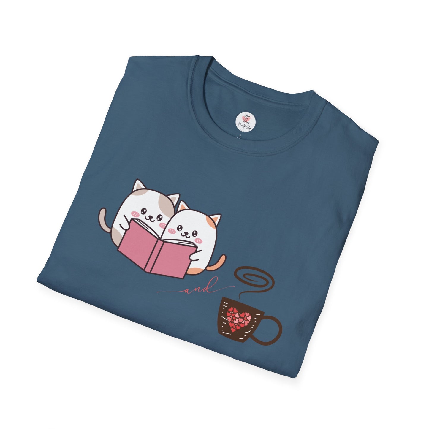 Cute Cats, Books, and Coffee T-Shirt