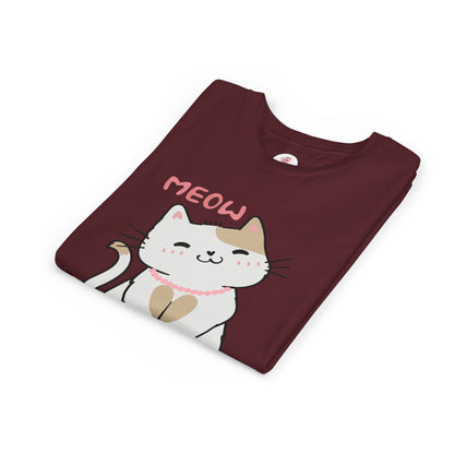 Cute 'Meow' Kitten Youth Tee - Adorable Cat Graphic