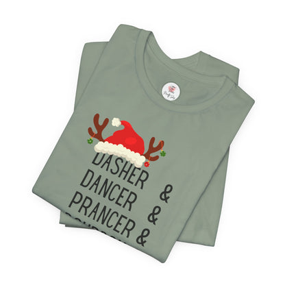 Christmas Reindeer Tee — "Dasher & Dancer & Prancer & Bourbon & Bourbon & Bourbon" Holiday Shirt