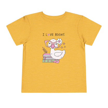 Toddler Tee — Cute Duck "I Love Books" Reading Shirt for Kids