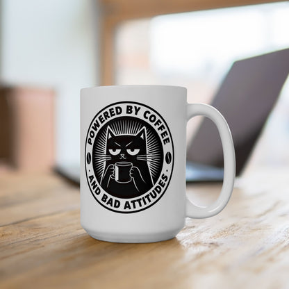 Powered By Coffee & Bad Attitude,  Coffee Lover's Ceramic Mug