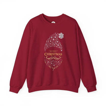 Silver and Gold Holiday 'Merry Christmas'  Gnome Crewneck Sweatshirt