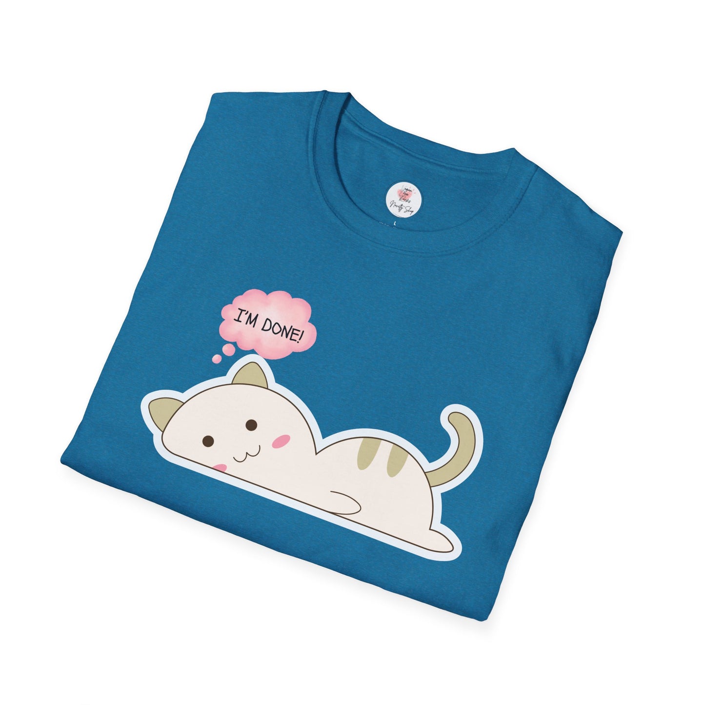 Cute Kawaii Cat T-Shirt – "I'm Done" Lazy Cat Graphic Tee