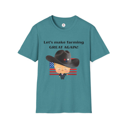 Let's Make Farming Great Again T-Shirt — Patriotic Cowboy Trump Farming Tee