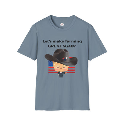 Let's Make Farming Great Again T-Shirt — Patriotic Cowboy Trump Farming Tee