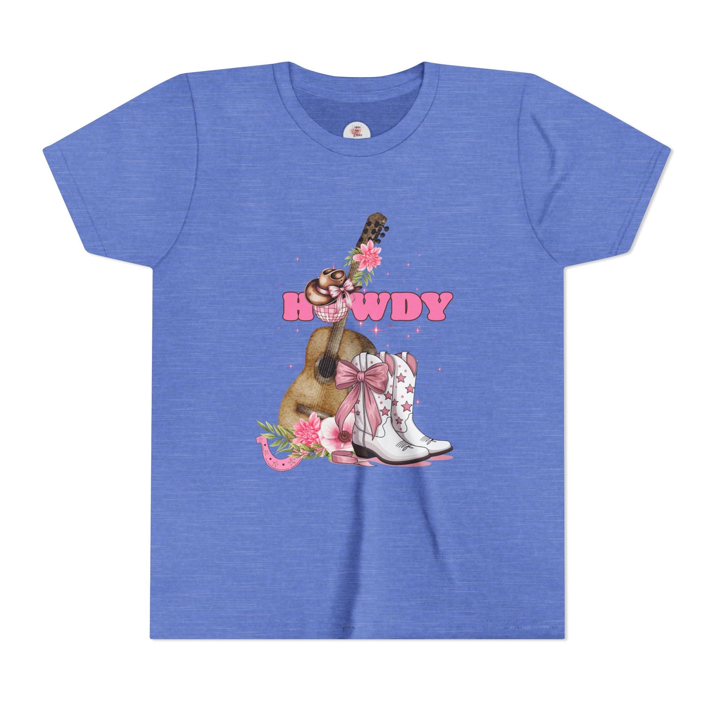 Howdy Pink Cowboy Boots & Guitar Youth Tee — Cute Western T-Shirt