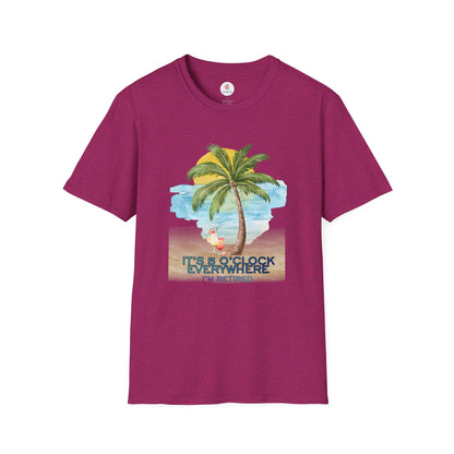 Retirement T-Shirt — "It's 5 O'Clock Everywhere" Tropical Vacation Tee