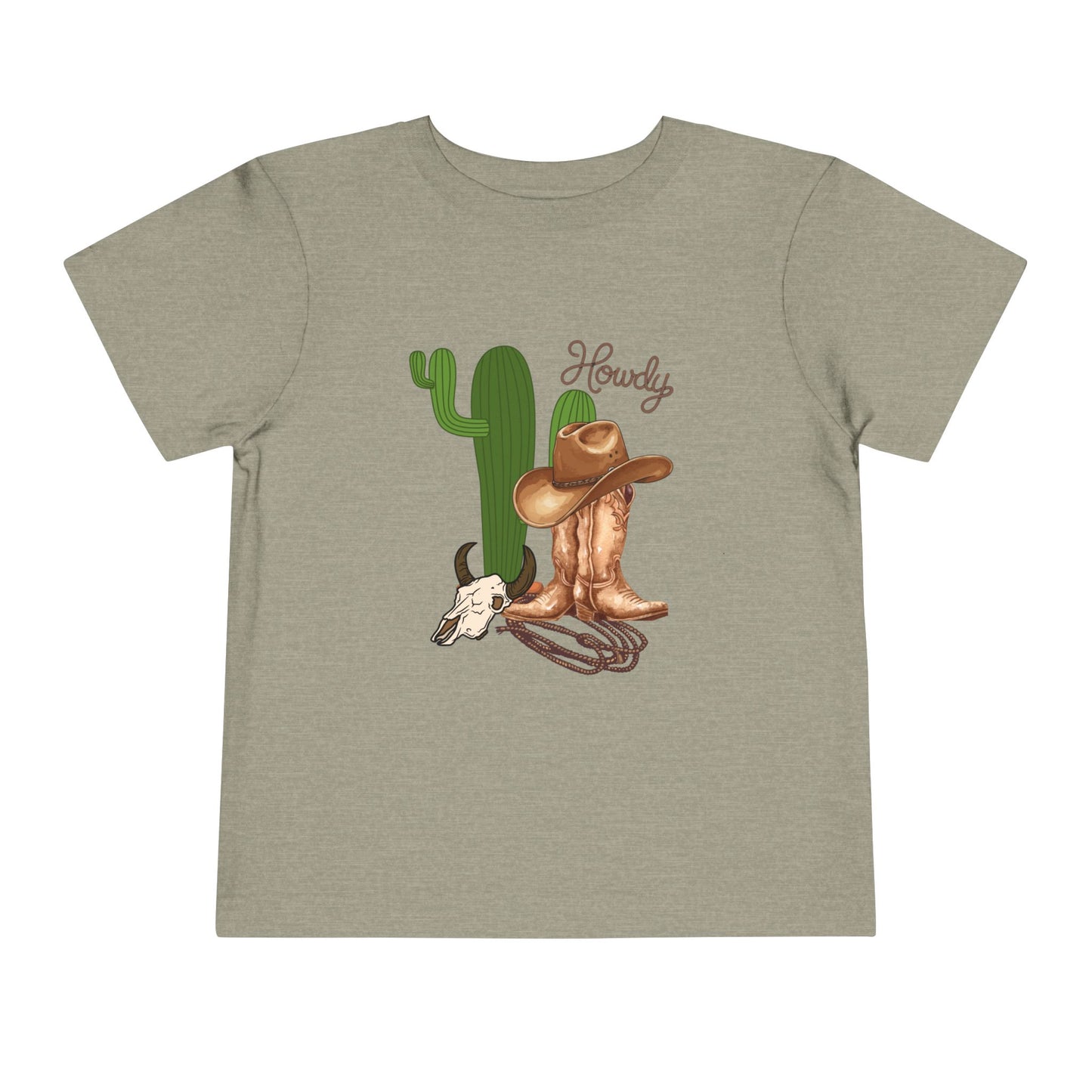 Howdy Cowboy Toddler Tee — Western Cactus, Boots & Skull Kids Shirt