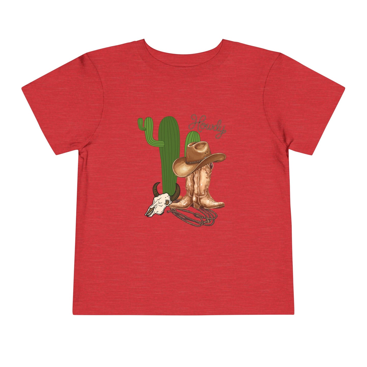 Howdy Cowboy Toddler Tee — Western Cactus, Boots & Skull Kids Shirt