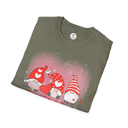 Valentine Gnome Trio T-Shirt — Cute Hearts & Cozy Valentine Gnomes Tee