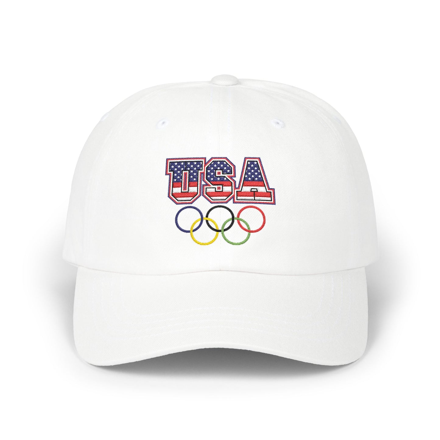 Team USA, and Olympic Rings Embroidered  Dad Cap — Patriotic Sports Baseball Hat