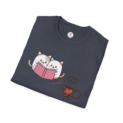 Cute Cats, Books, and Coffee T-Shirt