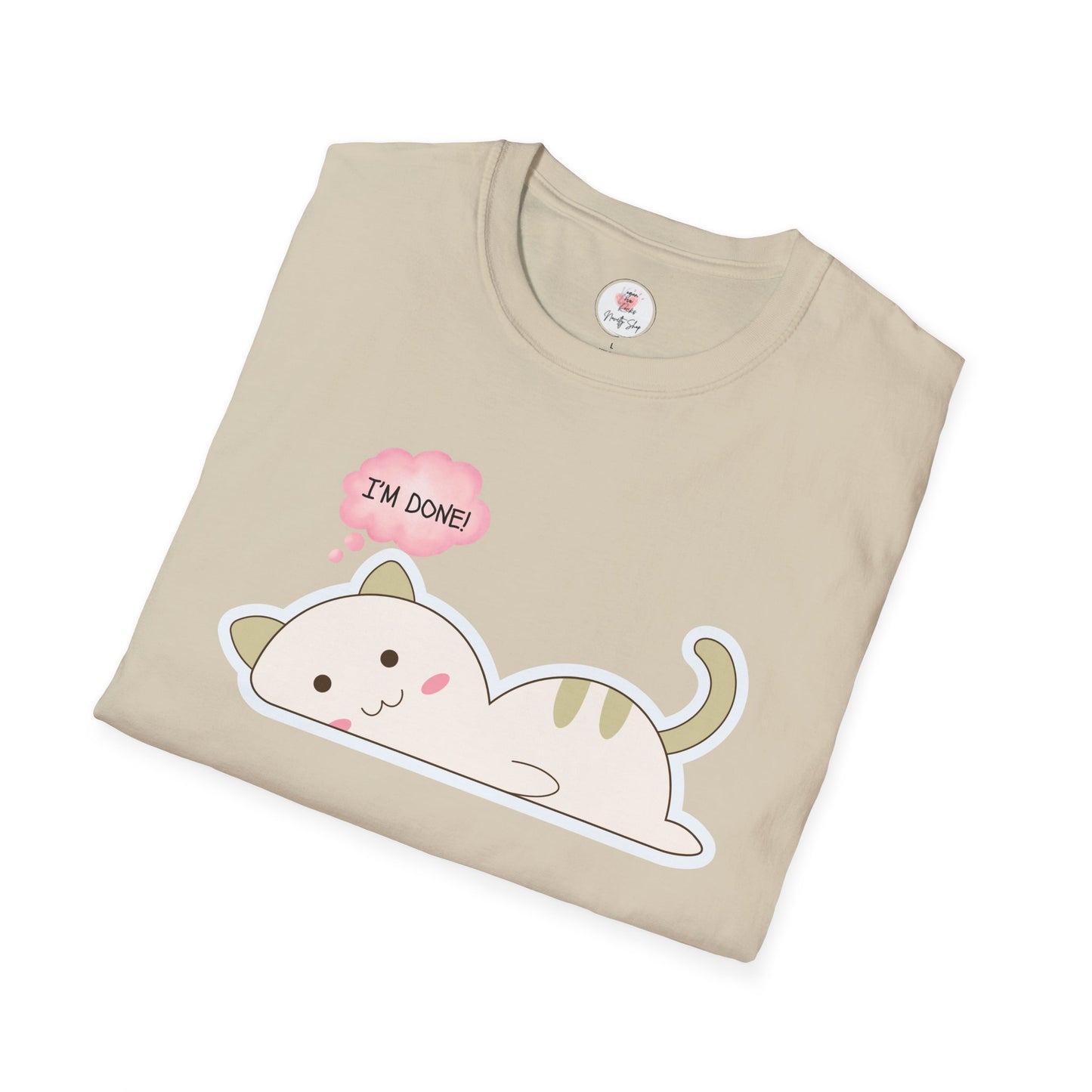 Cute Kawaii Cat T-Shirt – "I'm Done" Lazy Cat Graphic Tee