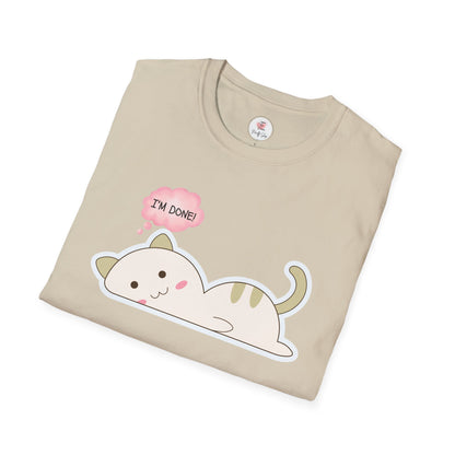 Cute Kawaii Cat T-Shirt – "I'm Done" Lazy Cat Graphic Tee