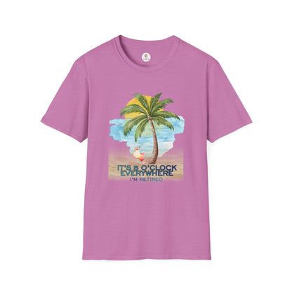Retirement T-Shirt — "It's 5 O'Clock Everywhere" Tropical Vacation Tee