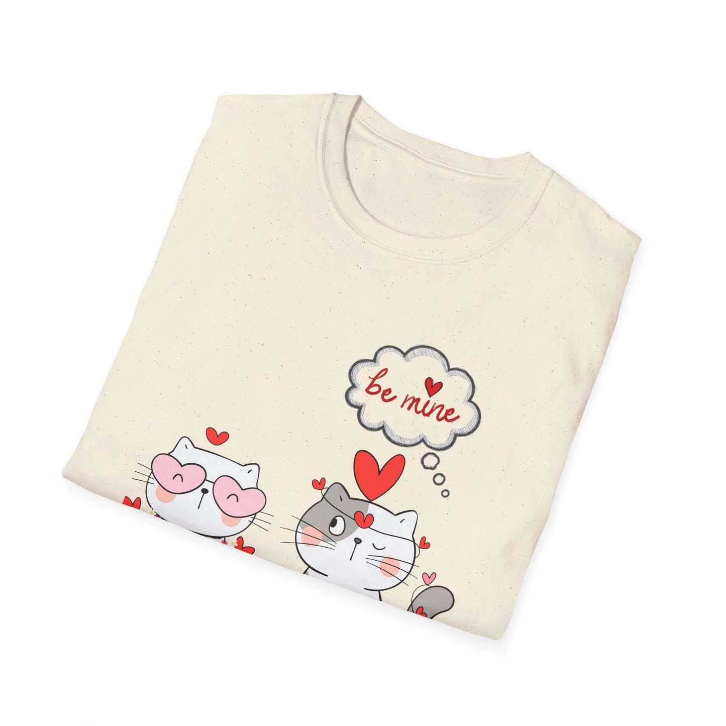 Valentine Cat Couple T-Shirt — "Be Mine" Cute Heart Kittens Tee