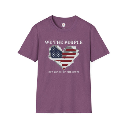 We The People T-Shirt — American Flag Heart, 250 Years of Freedom Patriotic Tee