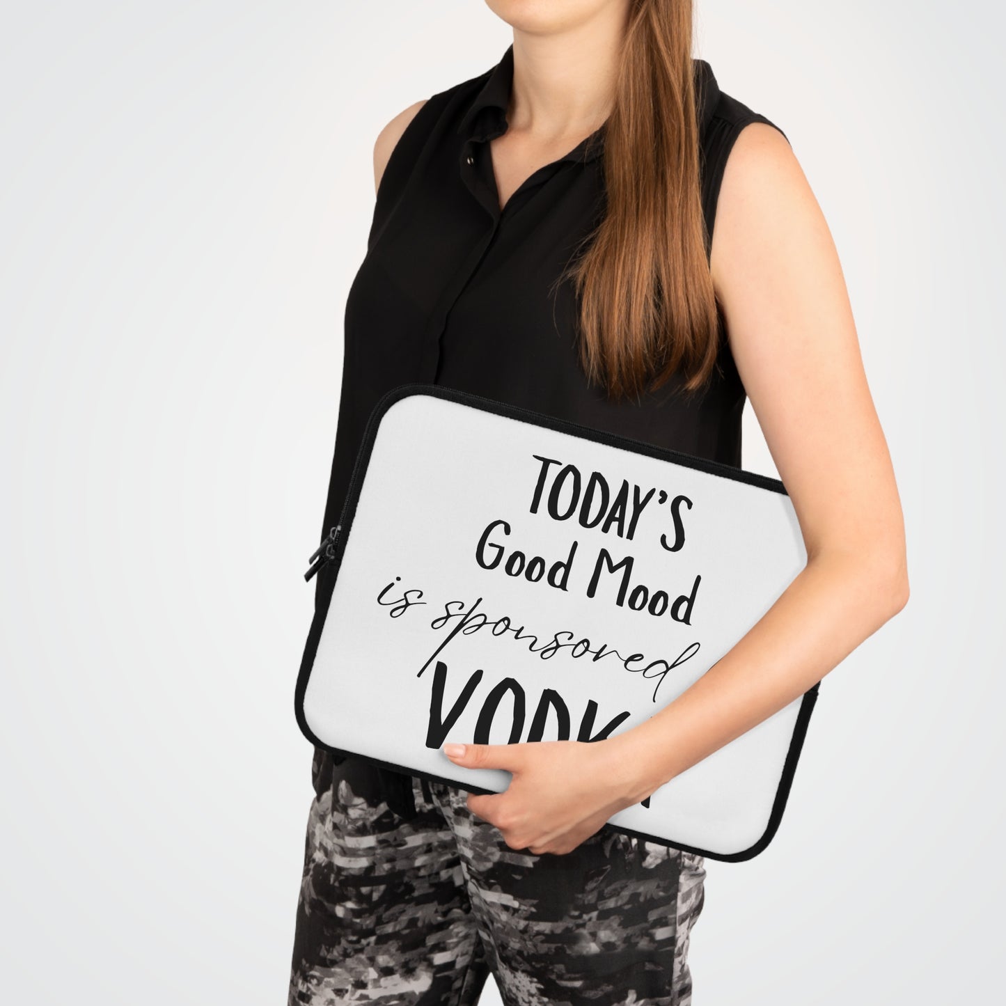 Laptop Sleeve — "Today’s Good Mood Is Sponsored by Vodka" Funny Tech Sleeve