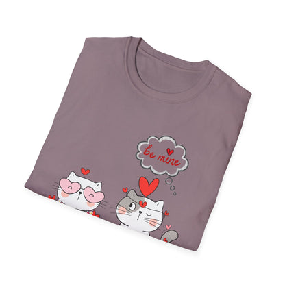 Valentine Cat Couple T-Shirt — "Be Mine" Cute Heart Kittens Tee