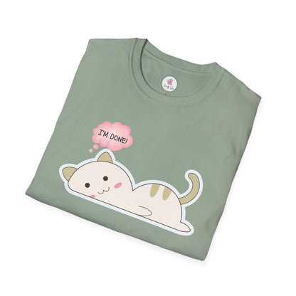 Cute Kawaii Cat T-Shirt – "I'm Done" Lazy Cat Graphic Tee