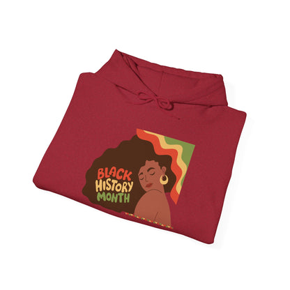 Black History Month Hoodie — Retro Afro Woman Graphic "Black History Month"