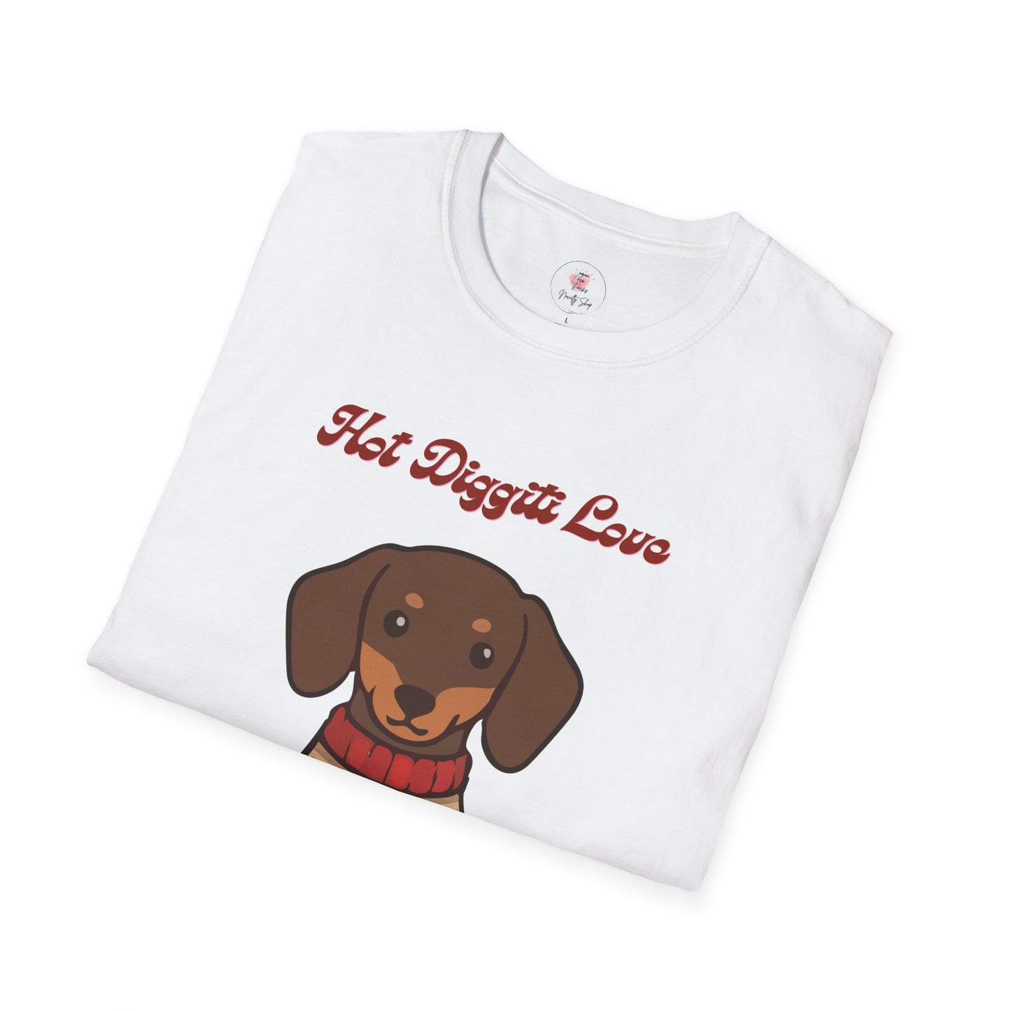 Dachshund Sweater T-Shirt - "Hot Diggiti Love" Cute Wiener Dog Graphic Tee