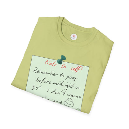 Funny 'Note to Self: Poop Reminder' T-Shirt — New Year Resolution Graphic Tee