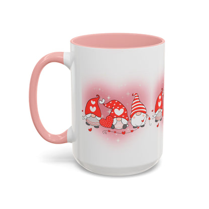 Valentine Gnome Coffee Mug – Cute Heart Gnomes Accent Mug (11/15 oz)