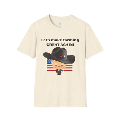 Let's Make Farming Great Again T-Shirt — Patriotic Cowboy Trump Farming Tee