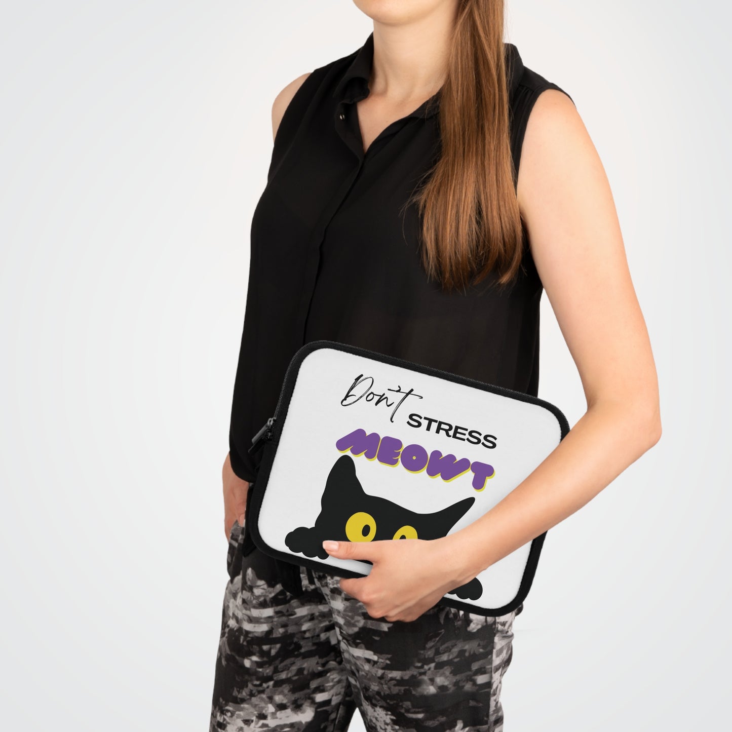 Don’t Stress Meowt Laptop Sleeve — Cute Cat Quote Protective Case