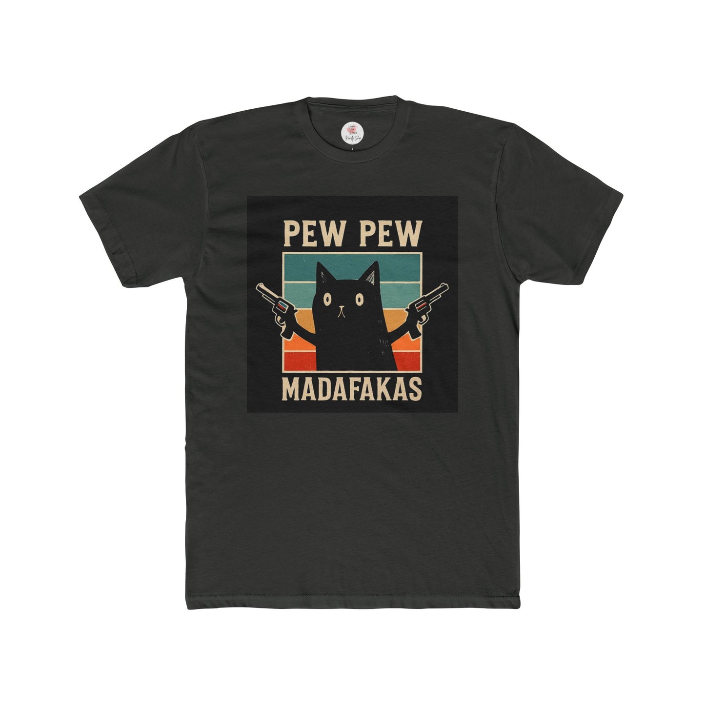 Funny Cat Pew Pew Madafakas Crew Neck T-Shirt