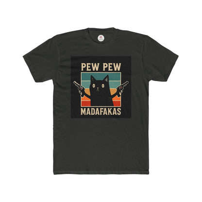 Funny Cat Pew Pew Madafakas Crew Neck T-Shirt