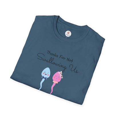 Mother’s Day Twins T-Shirt — “Thanks For Not Swallowing Us” Cute Sperm Cartoon Tee