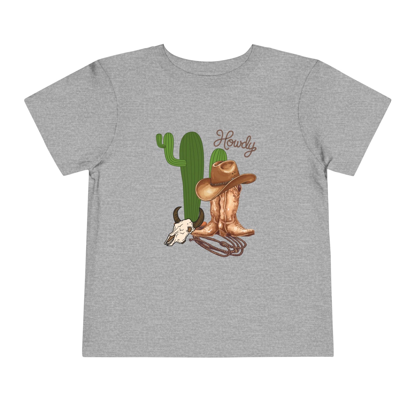 Howdy Cowboy Toddler Tee — Western Cactus, Boots & Skull Kids Shirt