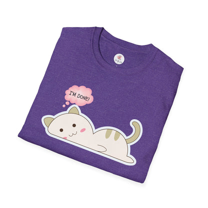 Cute Kawaii Cat T-Shirt – "I'm Done" Lazy Cat Graphic Tee