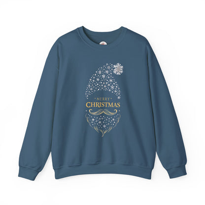 Silver and Gold Holiday 'Merry Christmas'  Gnome Crewneck Sweatshirt