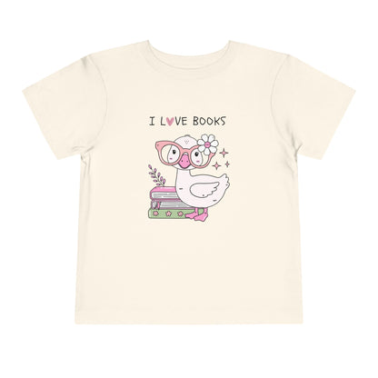 Toddler Tee — Cute Duck "I Love Books" Reading Shirt for Kids