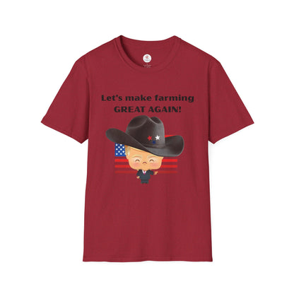 Let's Make Farming Great Again T-Shirt — Patriotic Cowboy Trump Farming Tee