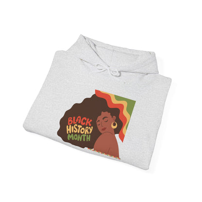 Black History Month Hoodie — Retro Afro Woman Graphic "Black History Month"