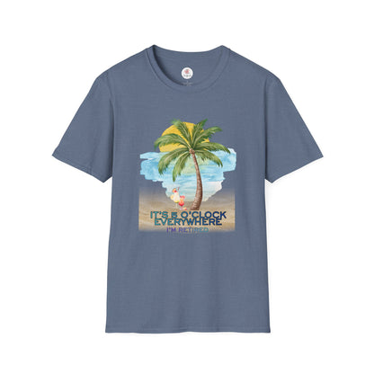 Retirement T-Shirt — "It's 5 O'Clock Everywhere" Tropical Vacation Tee