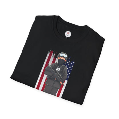 ICE Riot Gear T-Shirt — American Flag Tactical Design