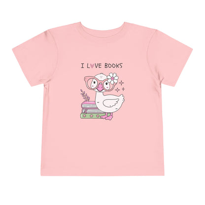 Toddler Tee — Cute Duck "I Love Books" Reading Shirt for Kids