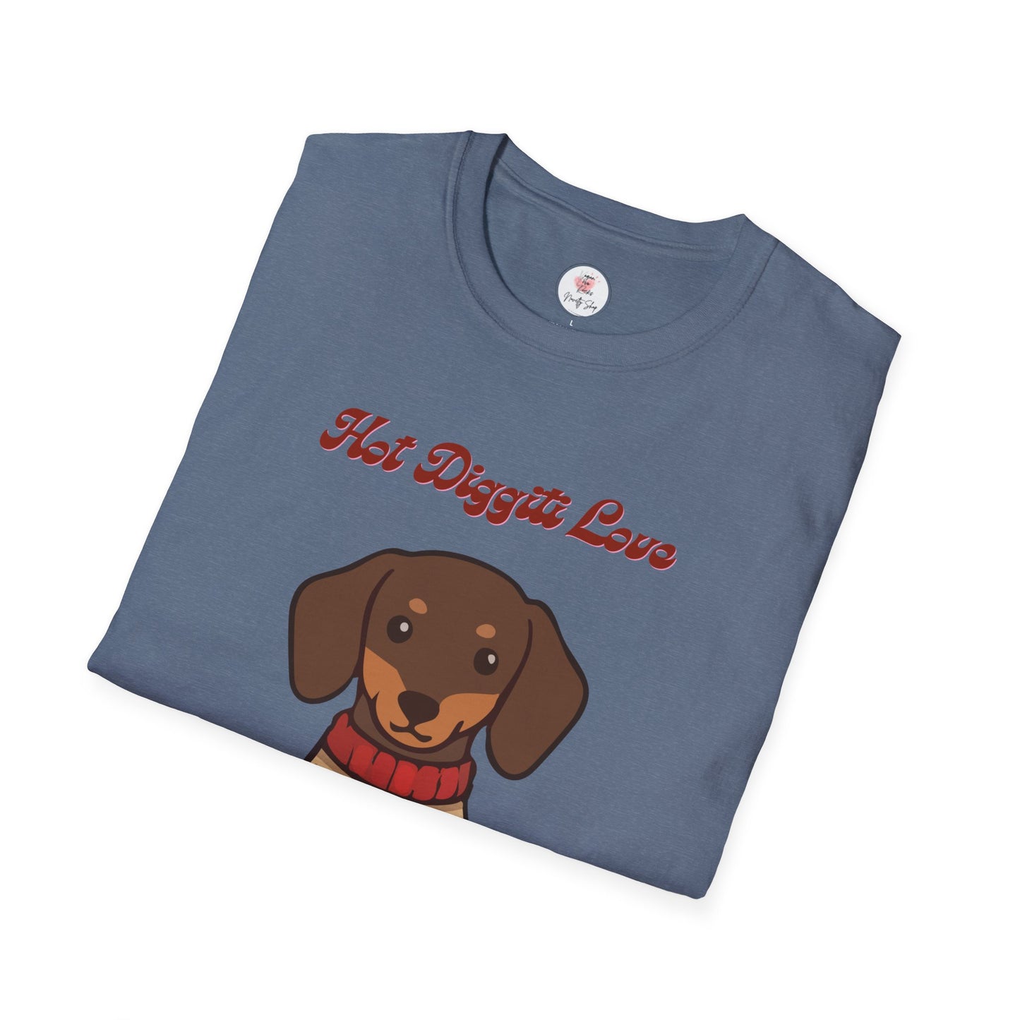 Dachshund Sweater T-Shirt - "Hot Diggiti Love" Cute Wiener Dog Graphic Tee
